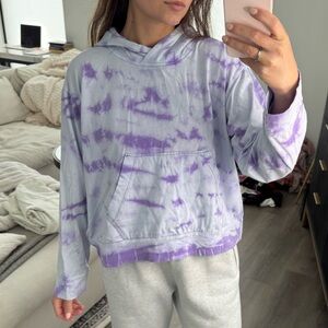 Blue Sky Blue Purple Tie-Dye Lightweight Hoodie S